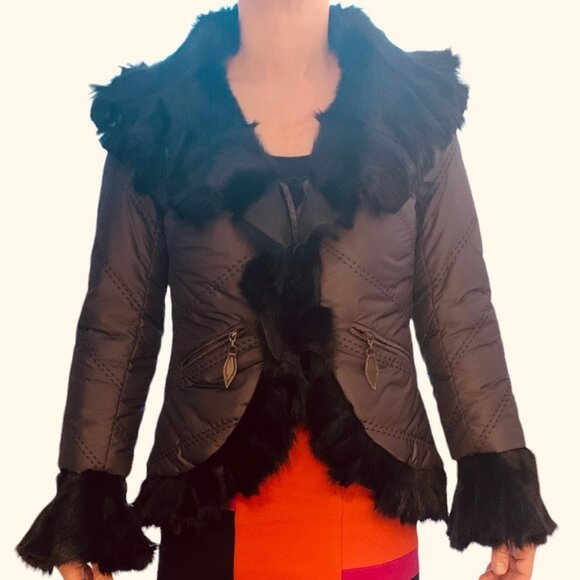 Designer Roberta Scarpa 100% Kidfur Trimmed Jacket - Picture 1 of 12